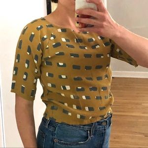Cropped Bel Kazan abstract mustard top